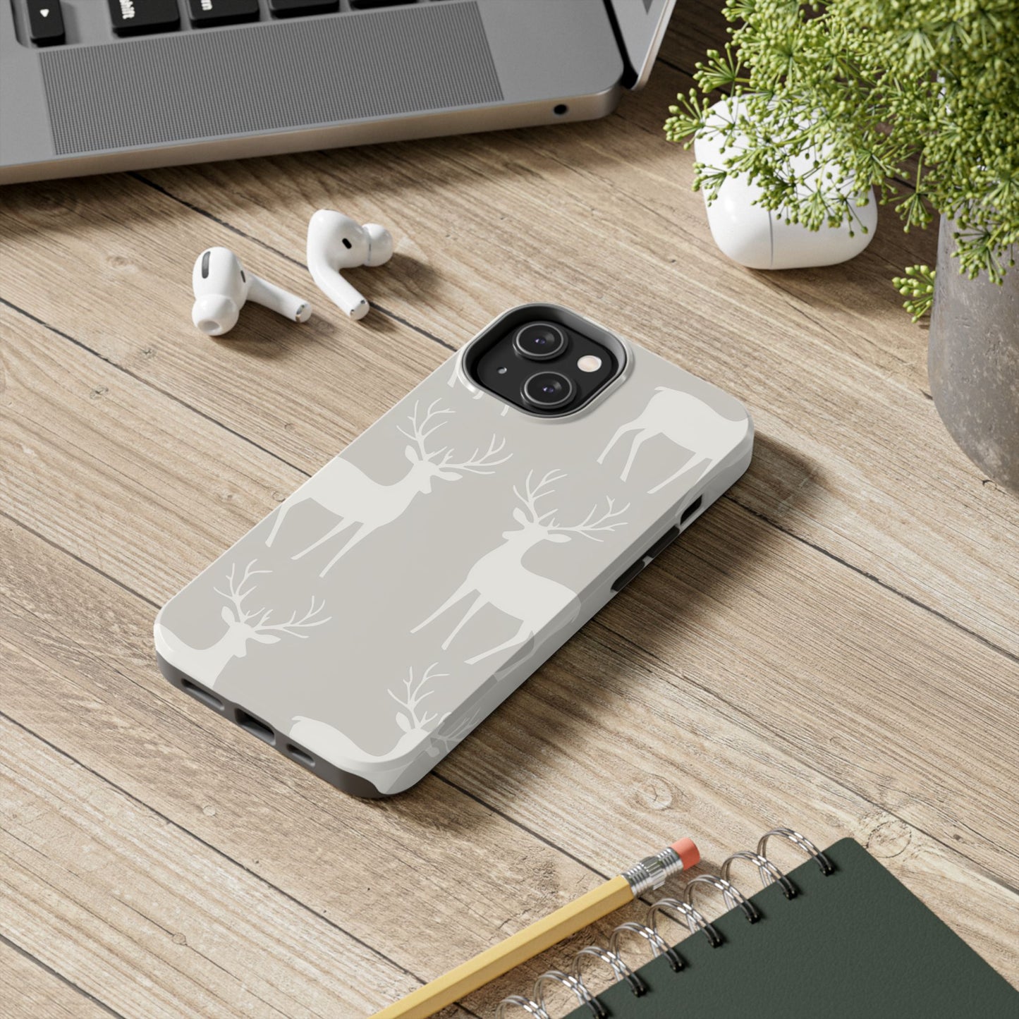 Elegant White Reindeer Pattern – iPhone Series Case