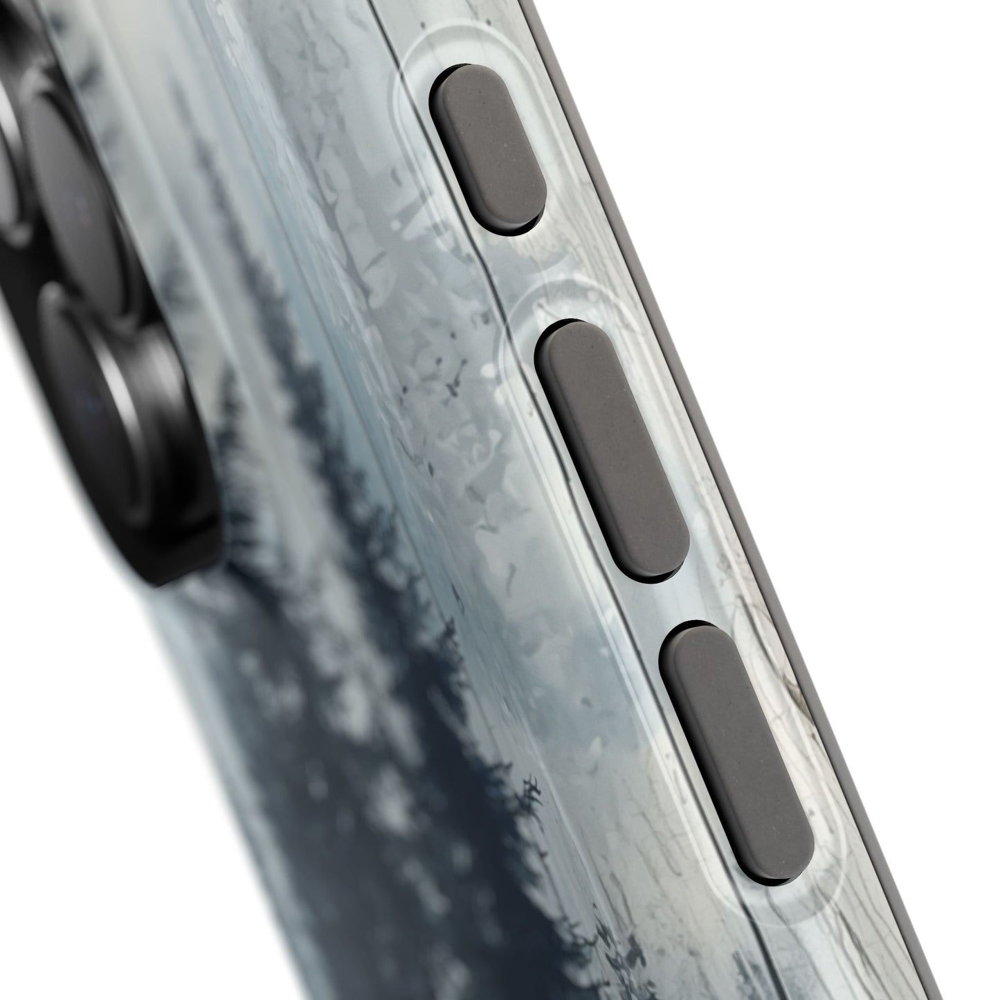 Rustic Pine Forest MagSafe iPhone Case - Blue Toned Woodland Design