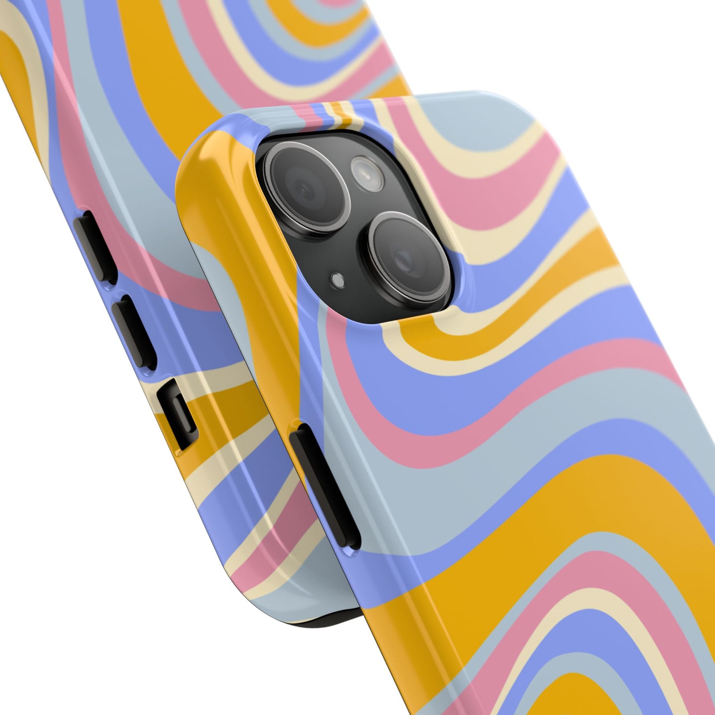 Groovy Pastel Waves iPhone Case – 70s-Inspired Design with Dual-Layer Protection
