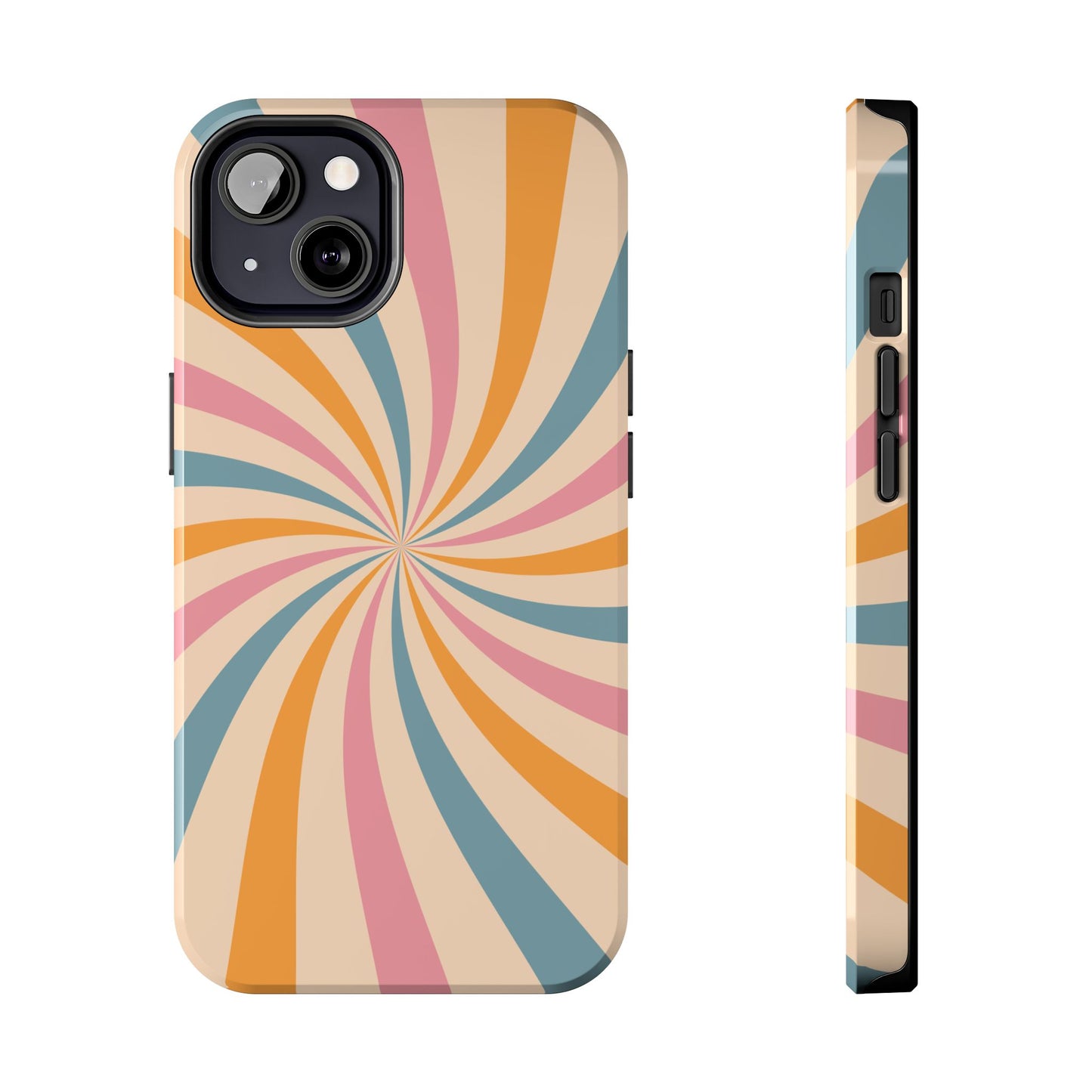 Retro Swirl Pattern iPhone Case – Bold 70s Vibe in Pink, Orange, and Teal