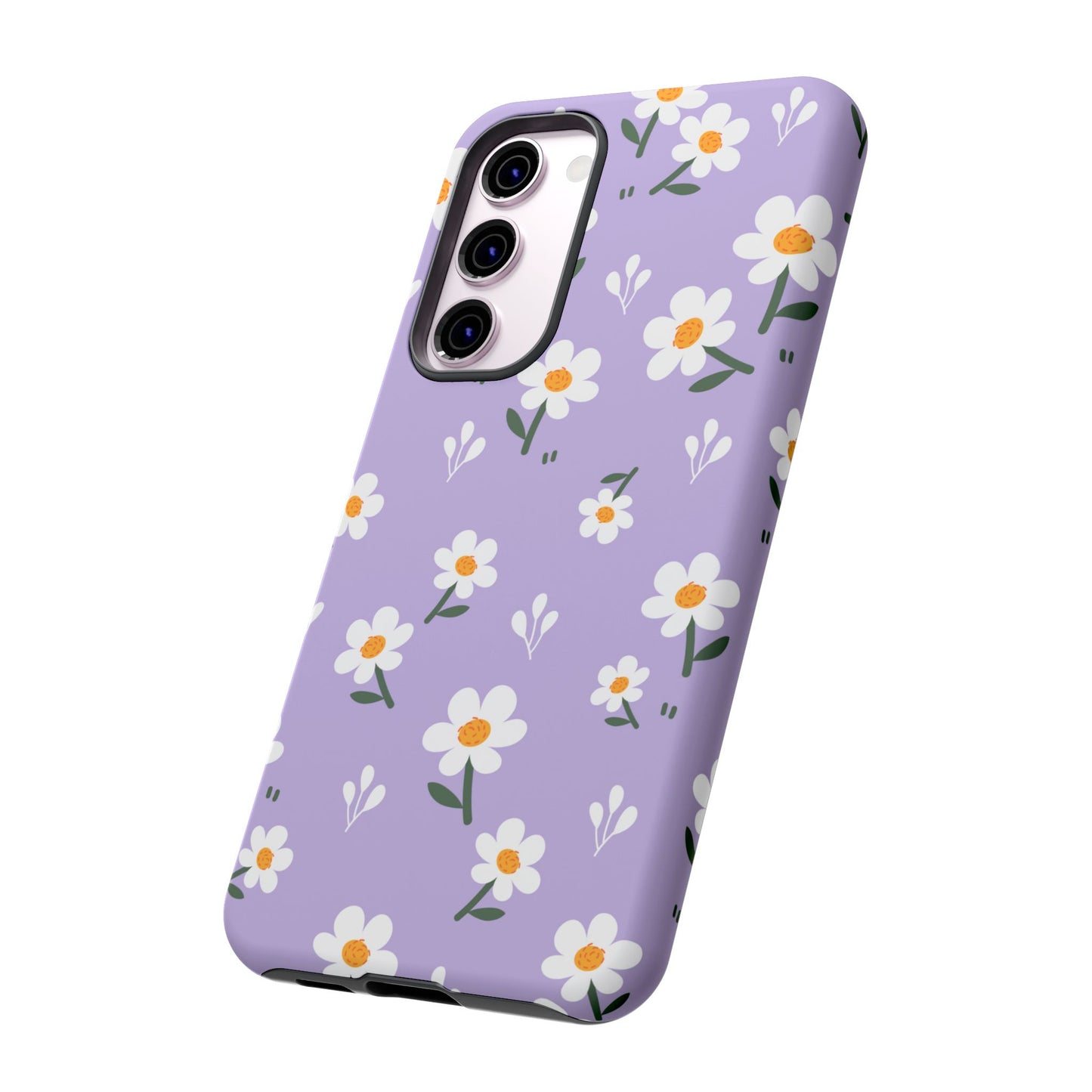 Purple Daisy Garden Samsung Galaxy Case – Soft Lavender Background, Shockproof Protection with Slim Fit