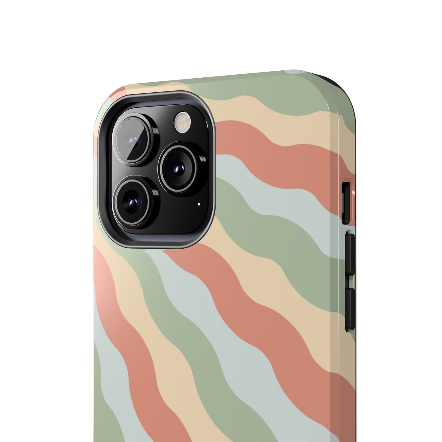 Earthy Retro Waves iPhone Case – 70s-Inspired Wavy Stripes in Soft Green, Cream, and Rust