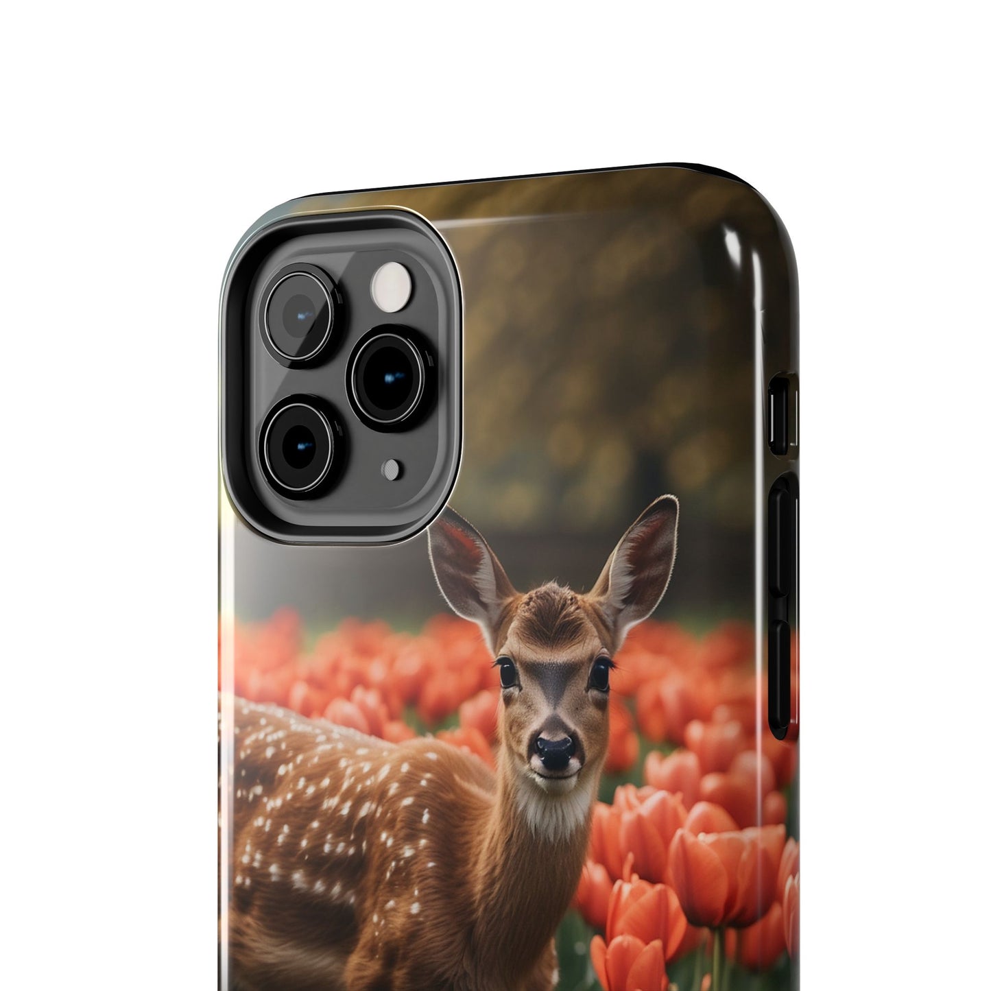Fawn Among Tulips iPhone Case