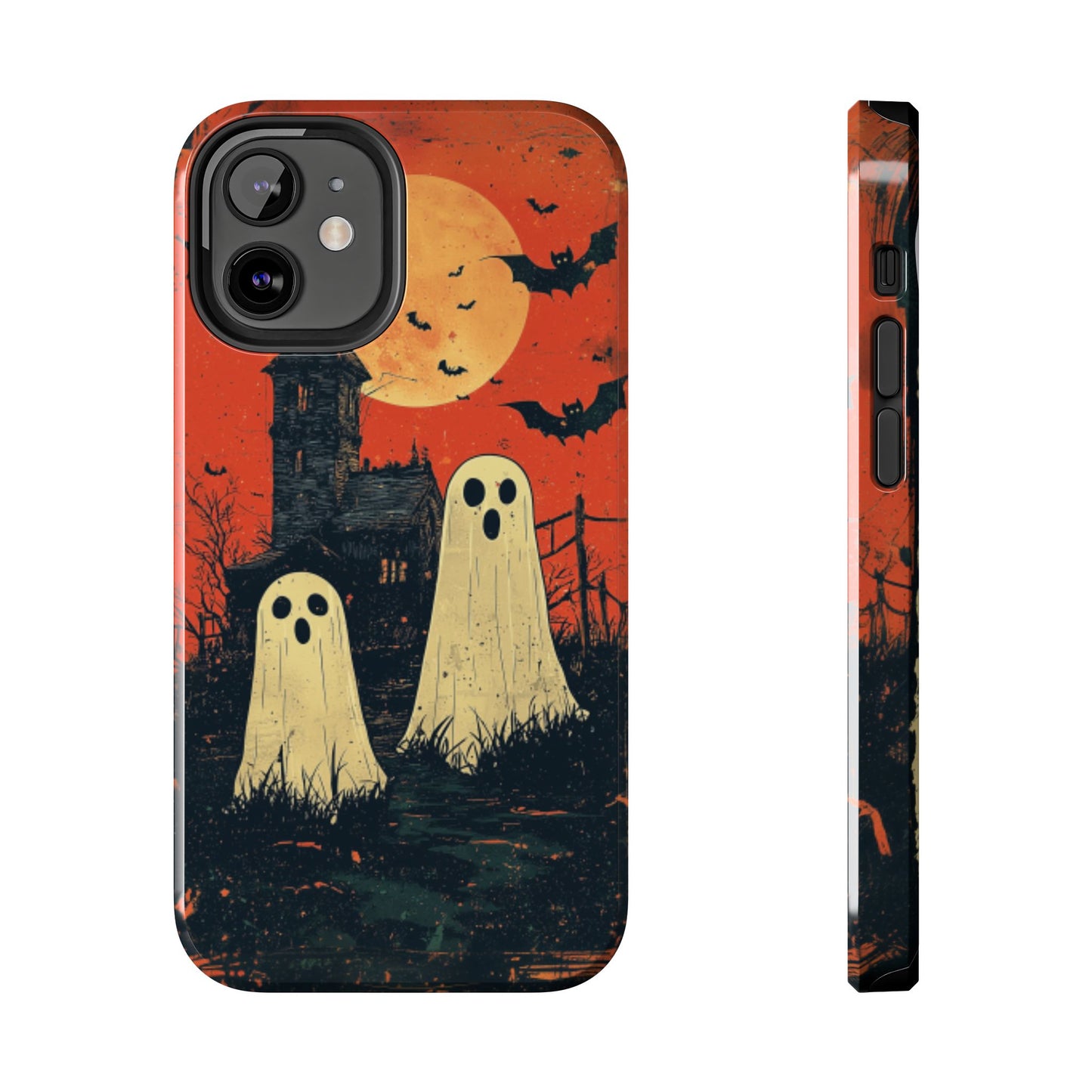 Haunted House & Ghosts iPhone Case – Spooky Halloween Full Moon Design