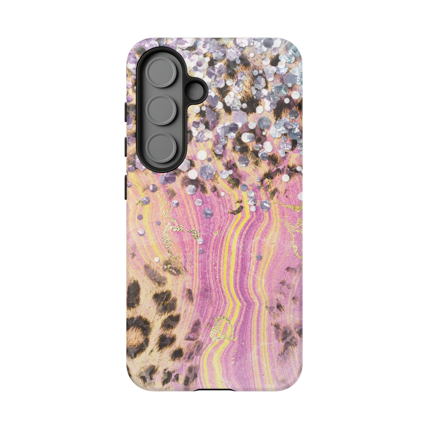 Crystal Glam Leopard - Samsung Galaxy Series Case with Glitter and Gem Accents