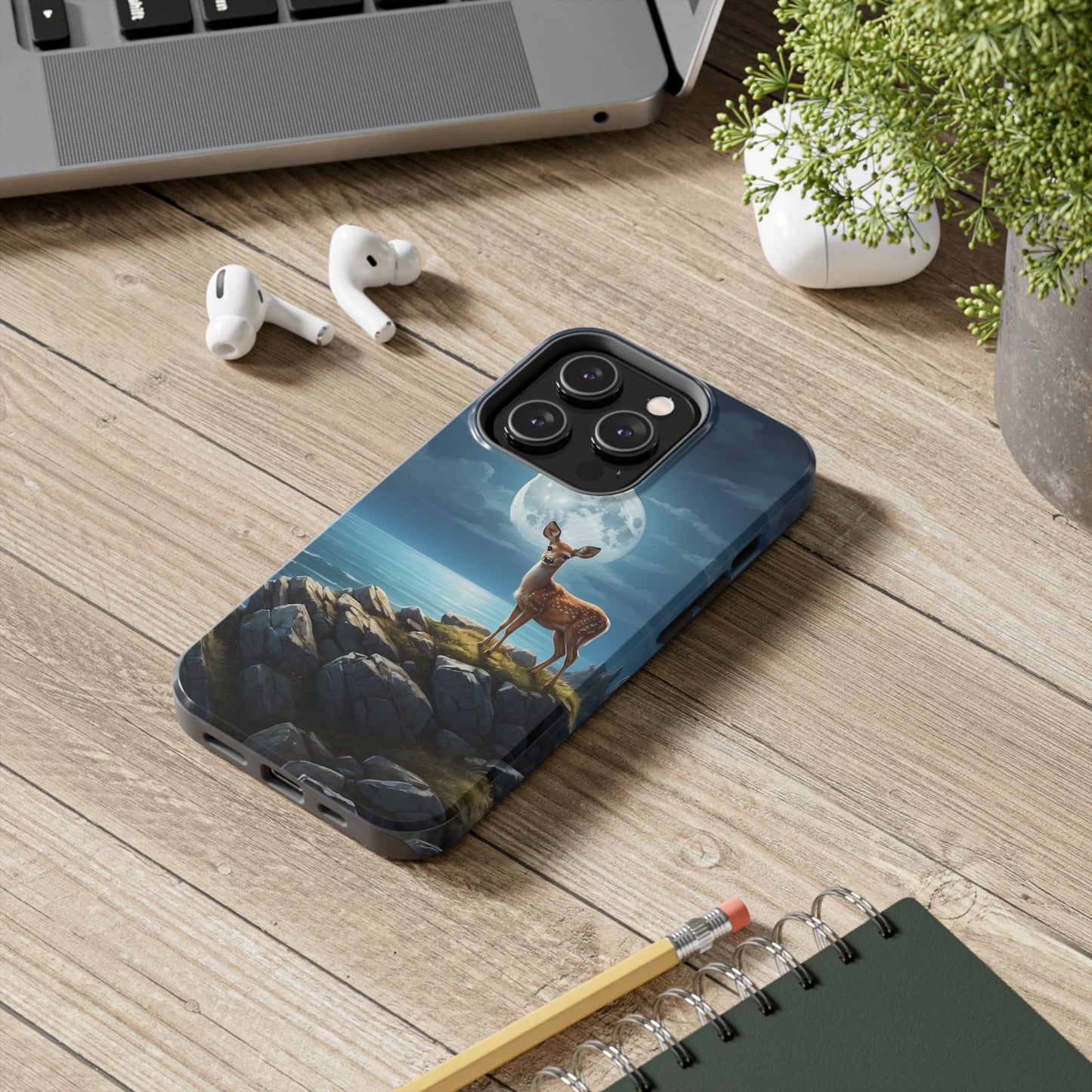Enchanted Fawn Under the Moonlit Sky iPhone Case