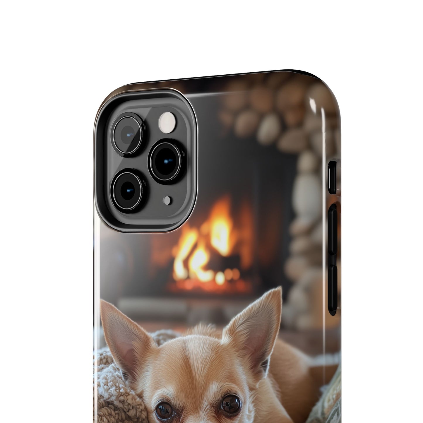 Relaxing Chihuahua by Fireplace iPhone Case – Warm and Stylish Protection