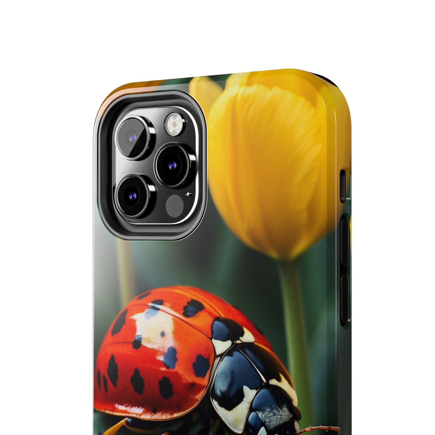 iPhone Case: Vibrant Ladybug Amidst a Lush Yellow Flower Garden