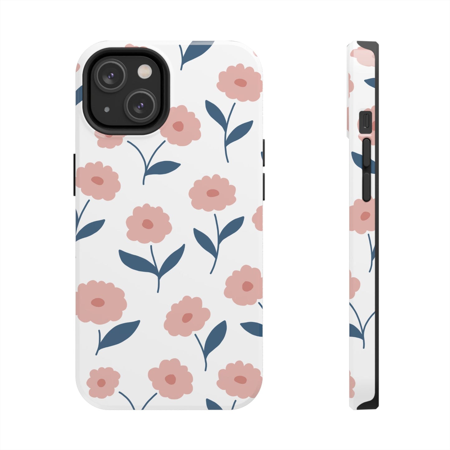 Playful Pink Floral Tough iPhone Case – Soft Pastel Design, Slim & Shockproof - BOGO Cases