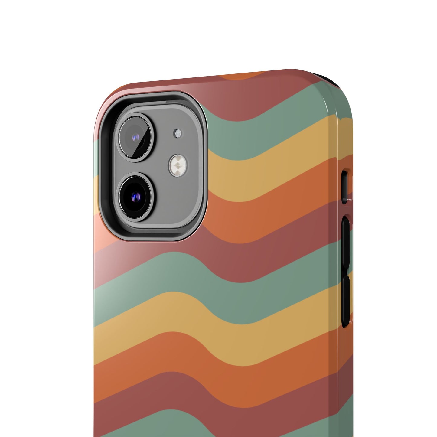 Retro Vibe Wavy Stripes iPhone Case – 70s-Inspired in Teal, Orange, and Rust