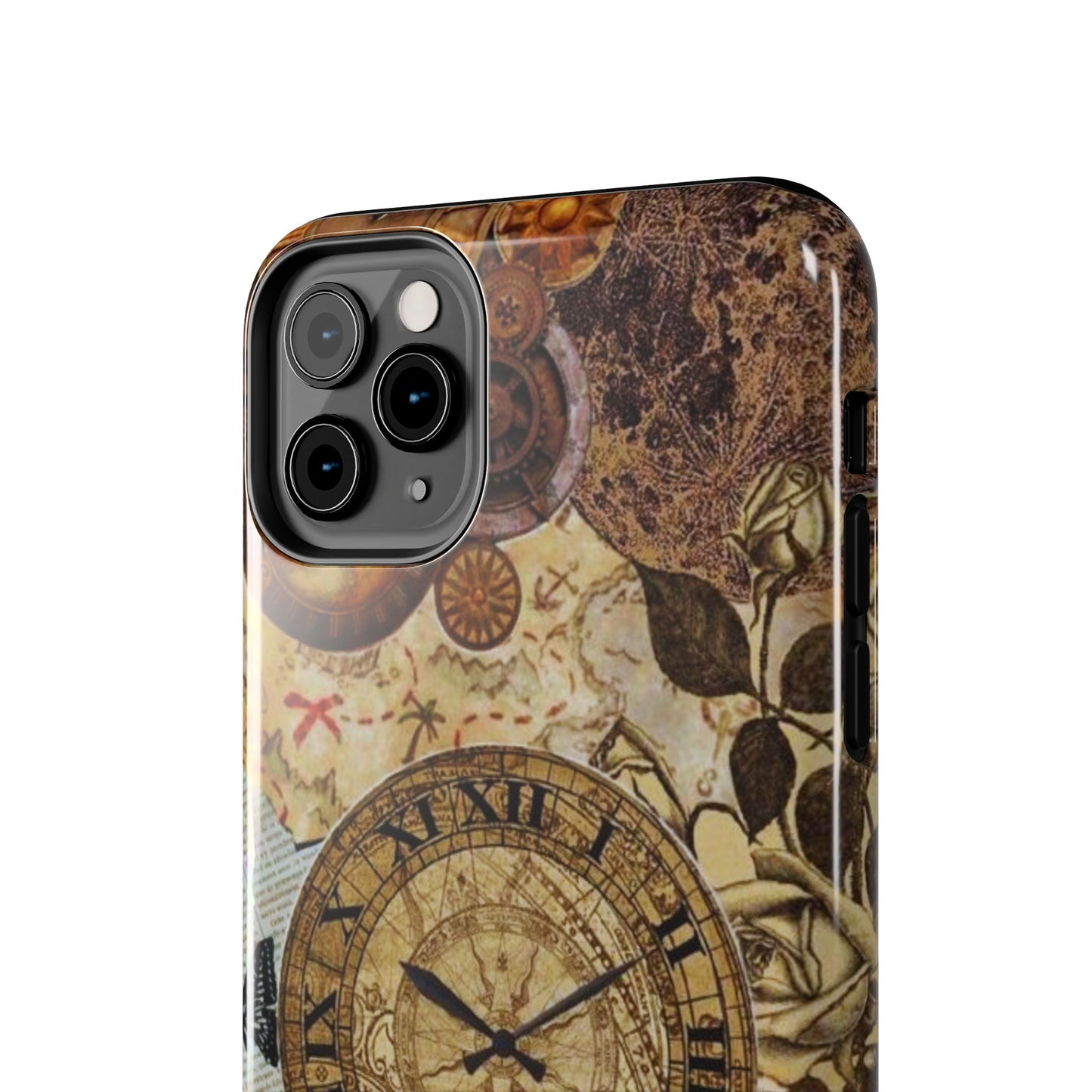 Steampunk Vintage Adventure iPhone Case – Dual - Layer Protection with Antique Map and Clock Design - BOGO Cases