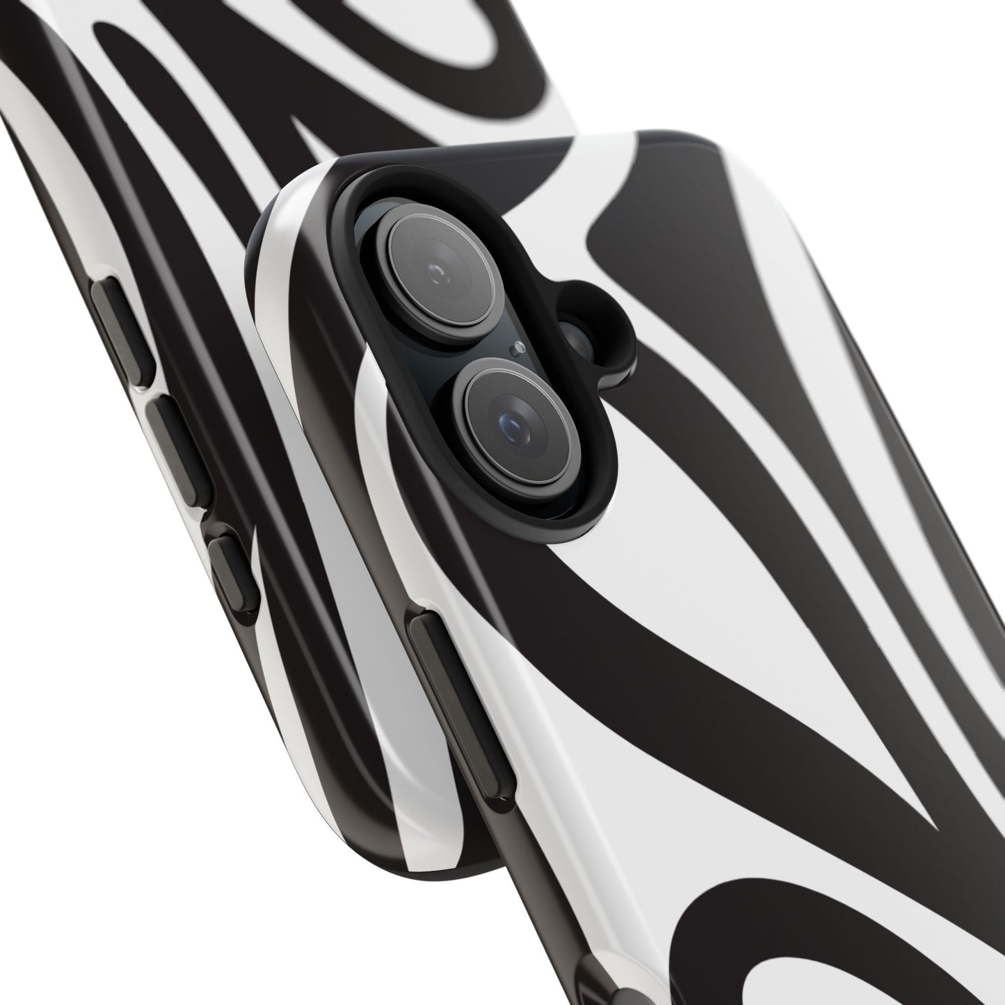Modern Black and White Abstract Tough iPhone Case – Bold Graphic Pattern with Dual-Layer Protection