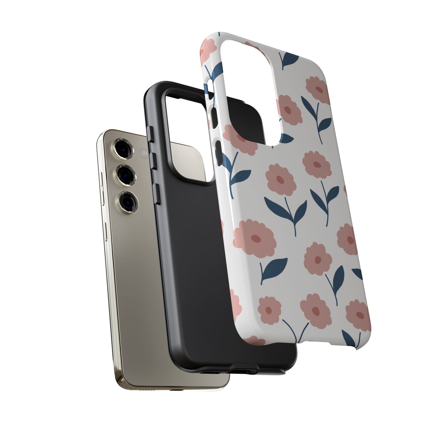 Playful Pink Floral Tough Samsung Galaxy Case – Soft Pastel Design, Slim & Shockproof