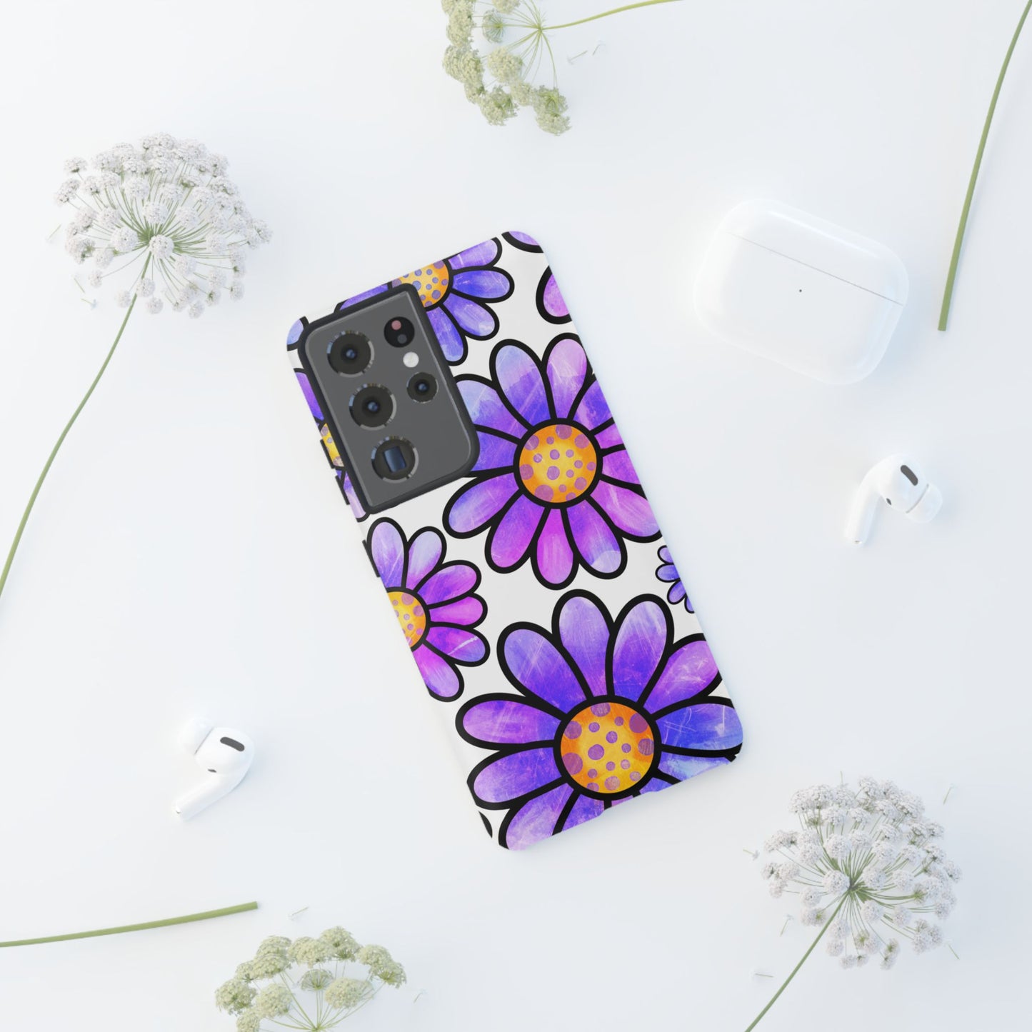 Purple Daisy Delight Samsung Galaxy Case – Slim Profile, Glossy Finish