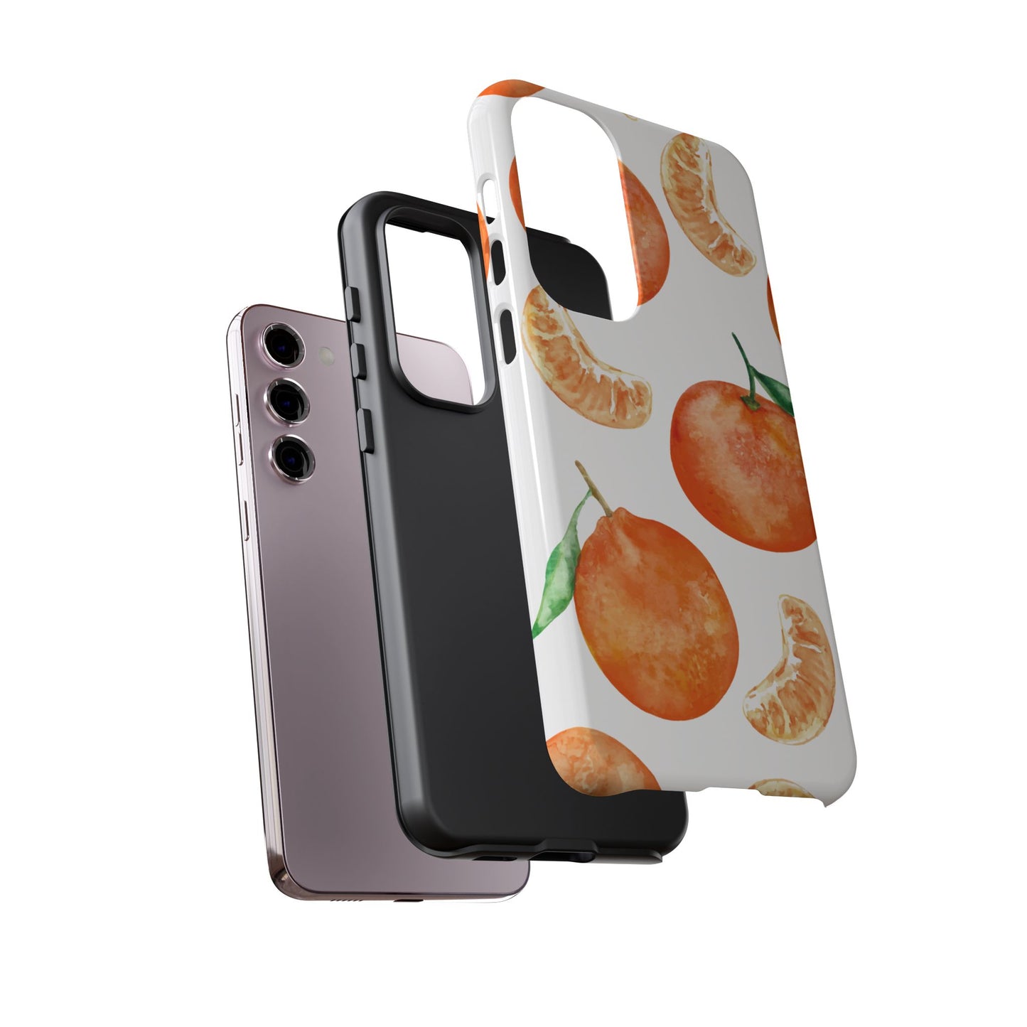 Tangerine Dreams Tough Samsung Galaxy Case – Watercolor Orange Design, Shockproof Dual Protection