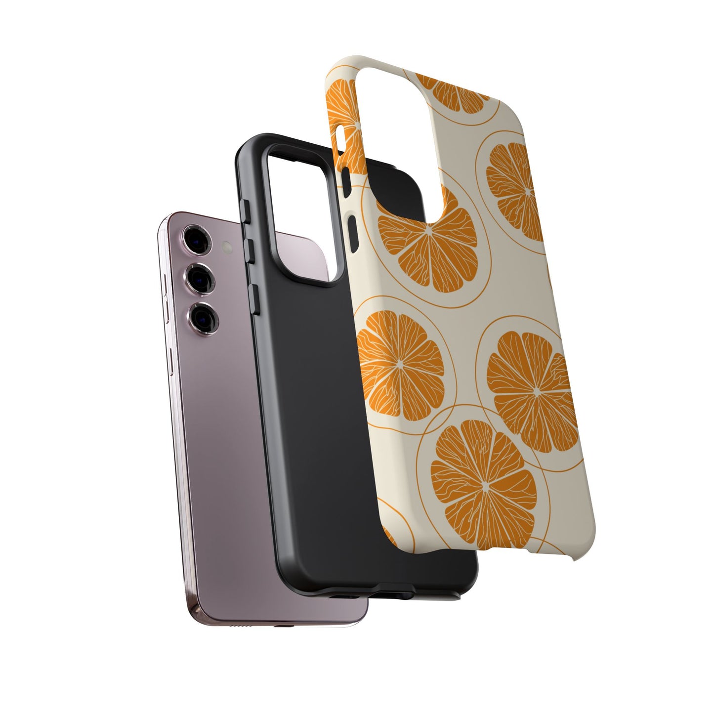Citrus Burst Pattern Tough Samsung Galaxy  Case – Bold Orange Design, Shockproof Protection