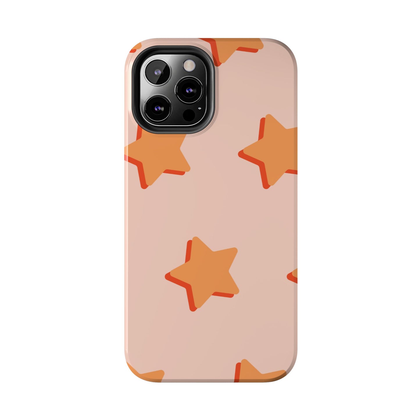 Retro Orange Stars iPhone Case – Shock-Resistant, Smooth Matte Finish, Dual-Layer Design