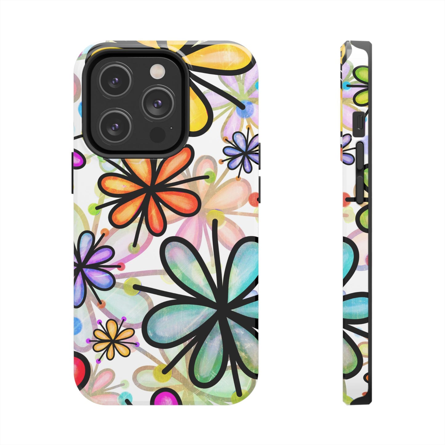 Retro Floral Pop iPhone Case – Ultra-Slim Design, High-Gloss Finish