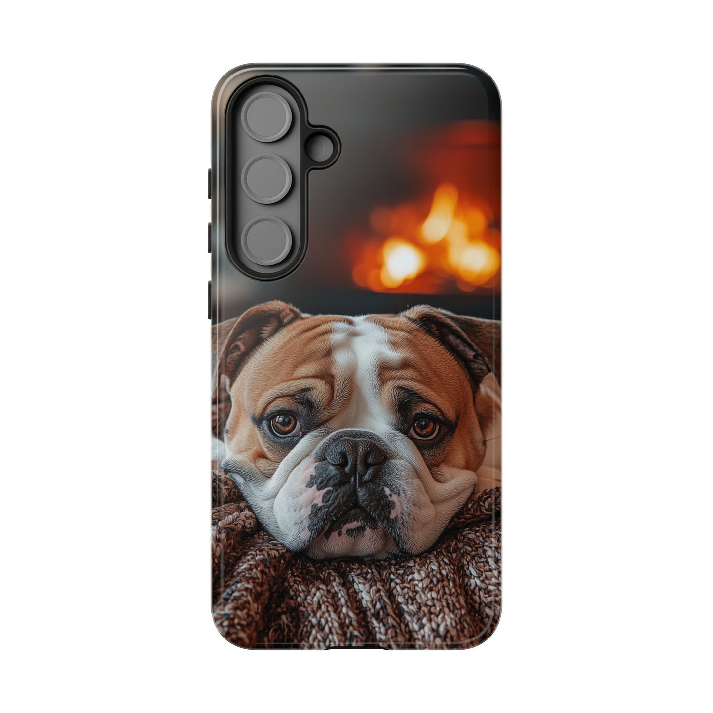 Cozy Bulldog Samsung Galaxy Case – Fireside-Inspired Protective Cover