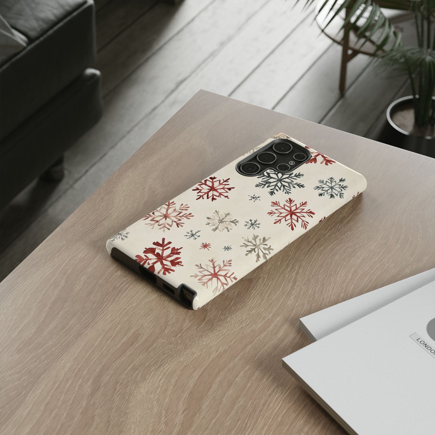 Vintage Red and Gray Snowflake Pattern – Samsung Galaxy Series Case
