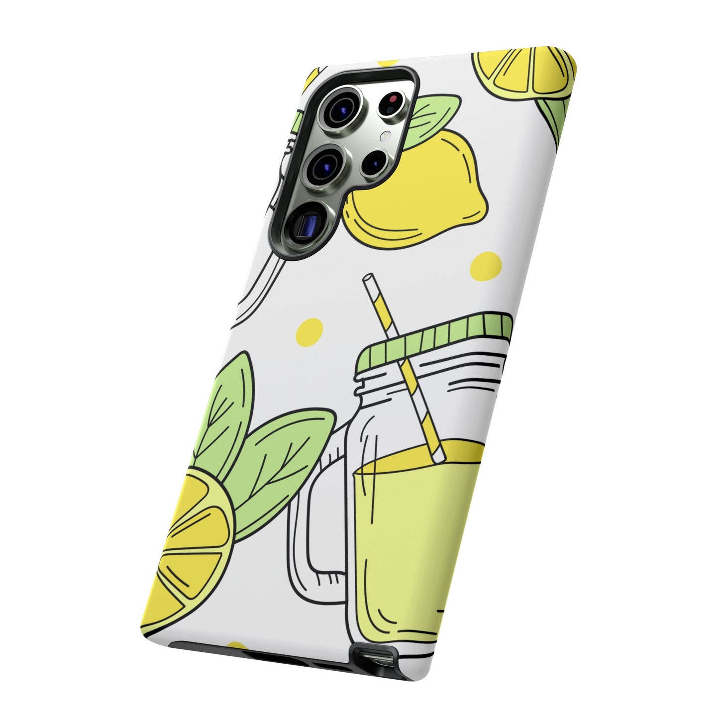Lemonade Love Tough Samsung Galaxy Case – Fun Lemon Mason Jar Design, Dual-Layer Protection