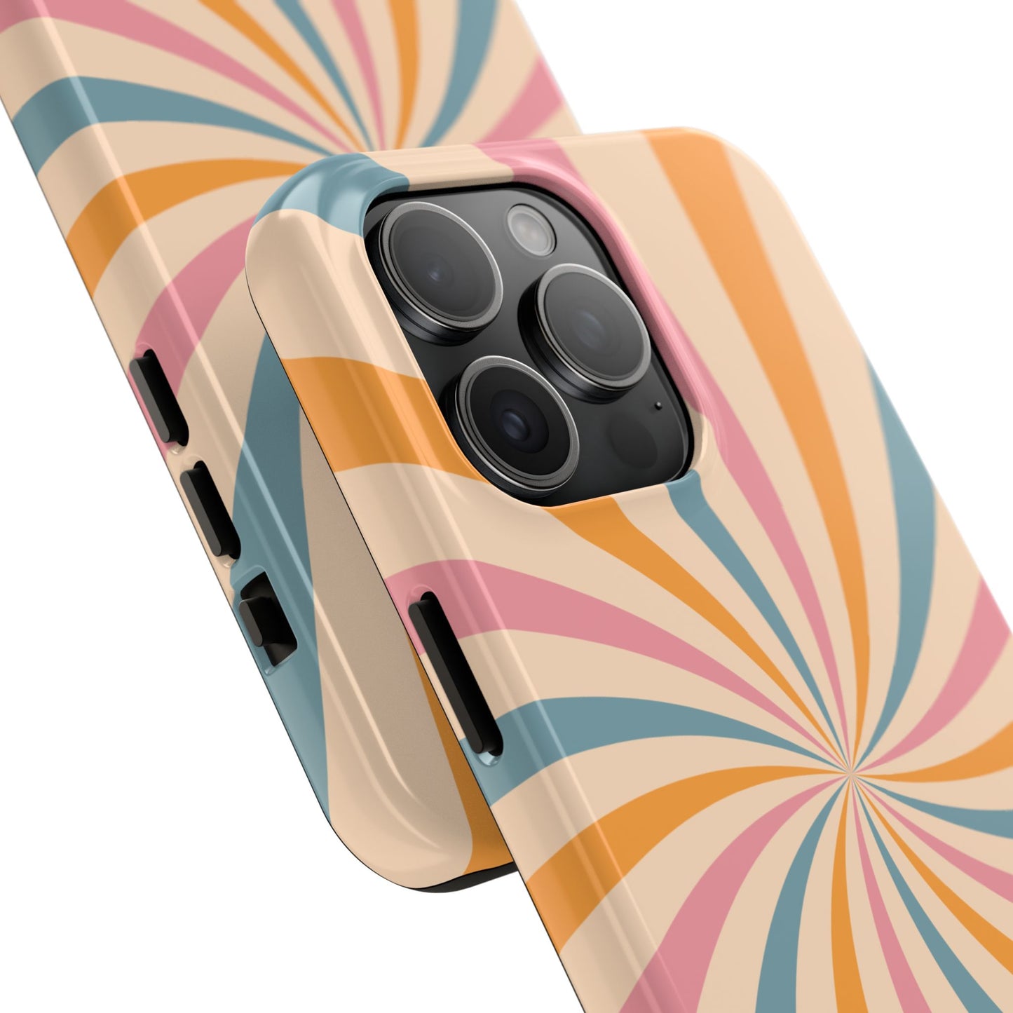 Retro Swirl Pattern iPhone Case – Bold 70s Vibe in Pink, Orange, and Teal