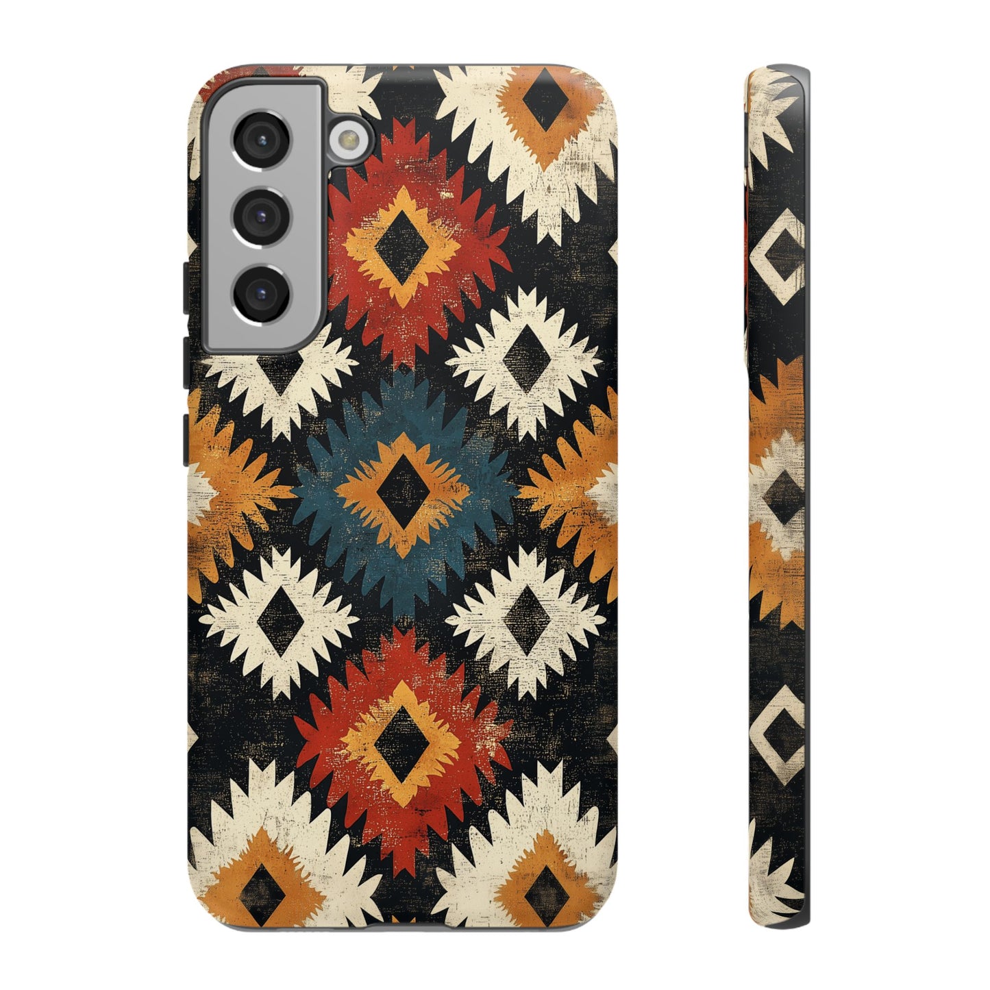 Rustic Tribal Sunburst Tough Samsung Galaxy  Case – Vibrant Geometric Design, Dual-Layer Protection