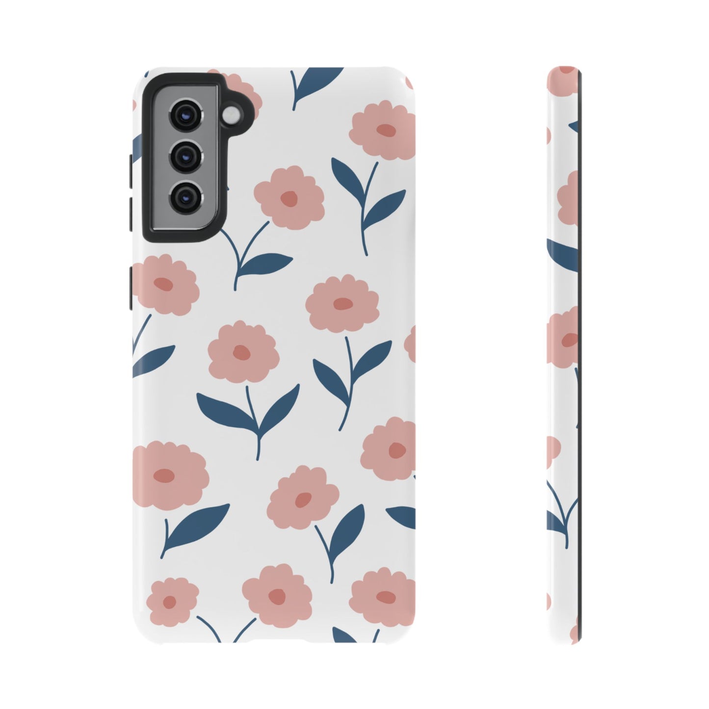Playful Pink Floral Tough Samsung Galaxy Case – Soft Pastel Design, Slim & Shockproof