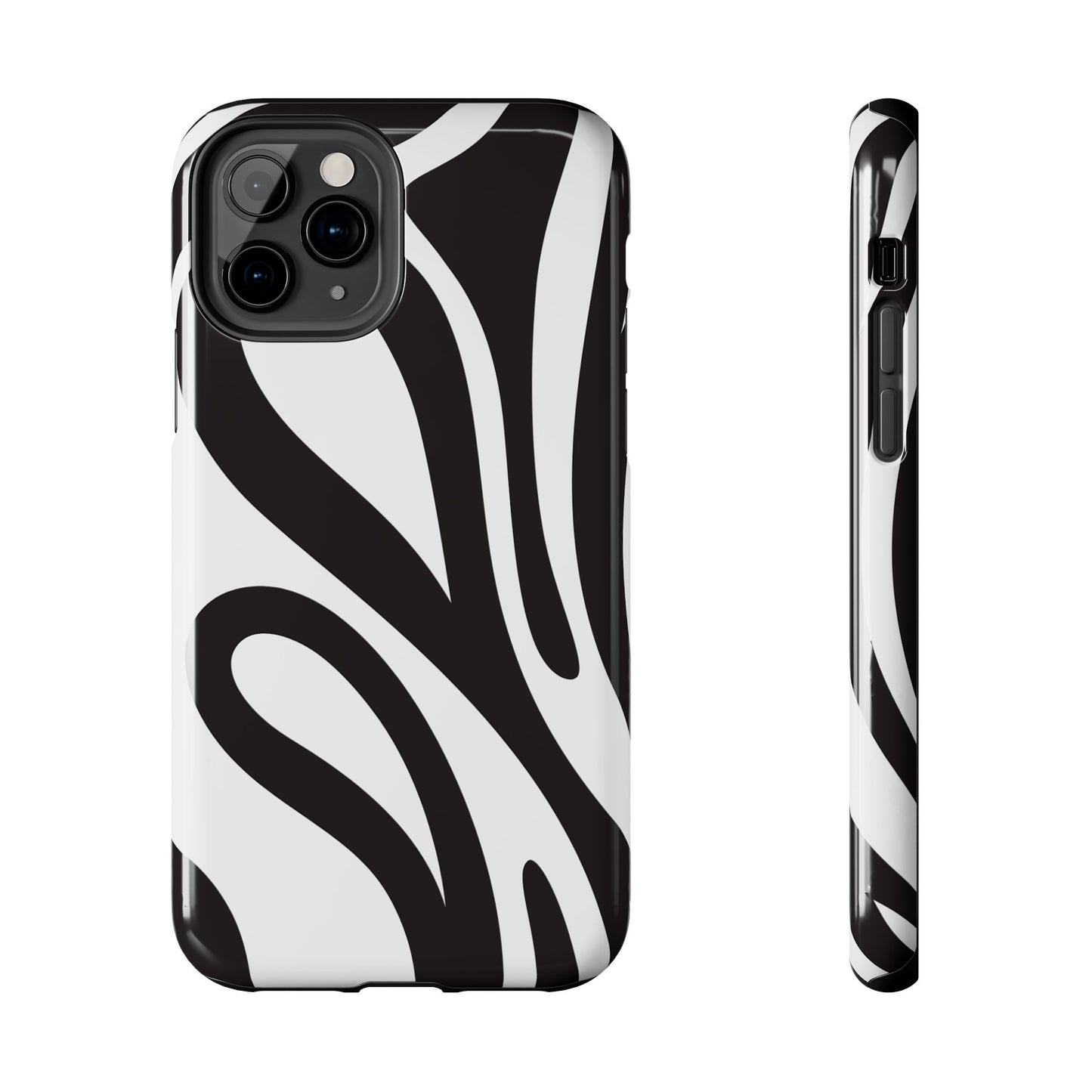 Modern Black and White Abstract Tough iPhone Case – Bold Graphic Pattern with Dual-Layer Protection