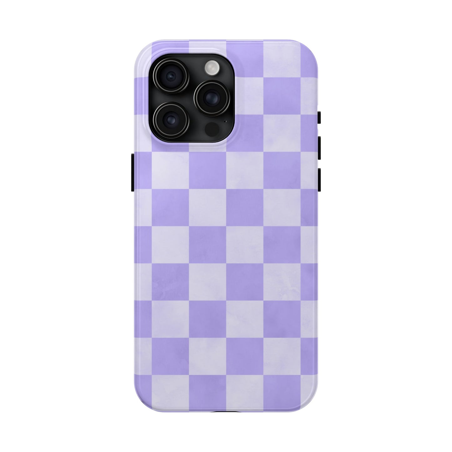 Lavender Checkerboard iPhone Case – Shockproof, Smooth Matte Finish, Dual-Layer Design