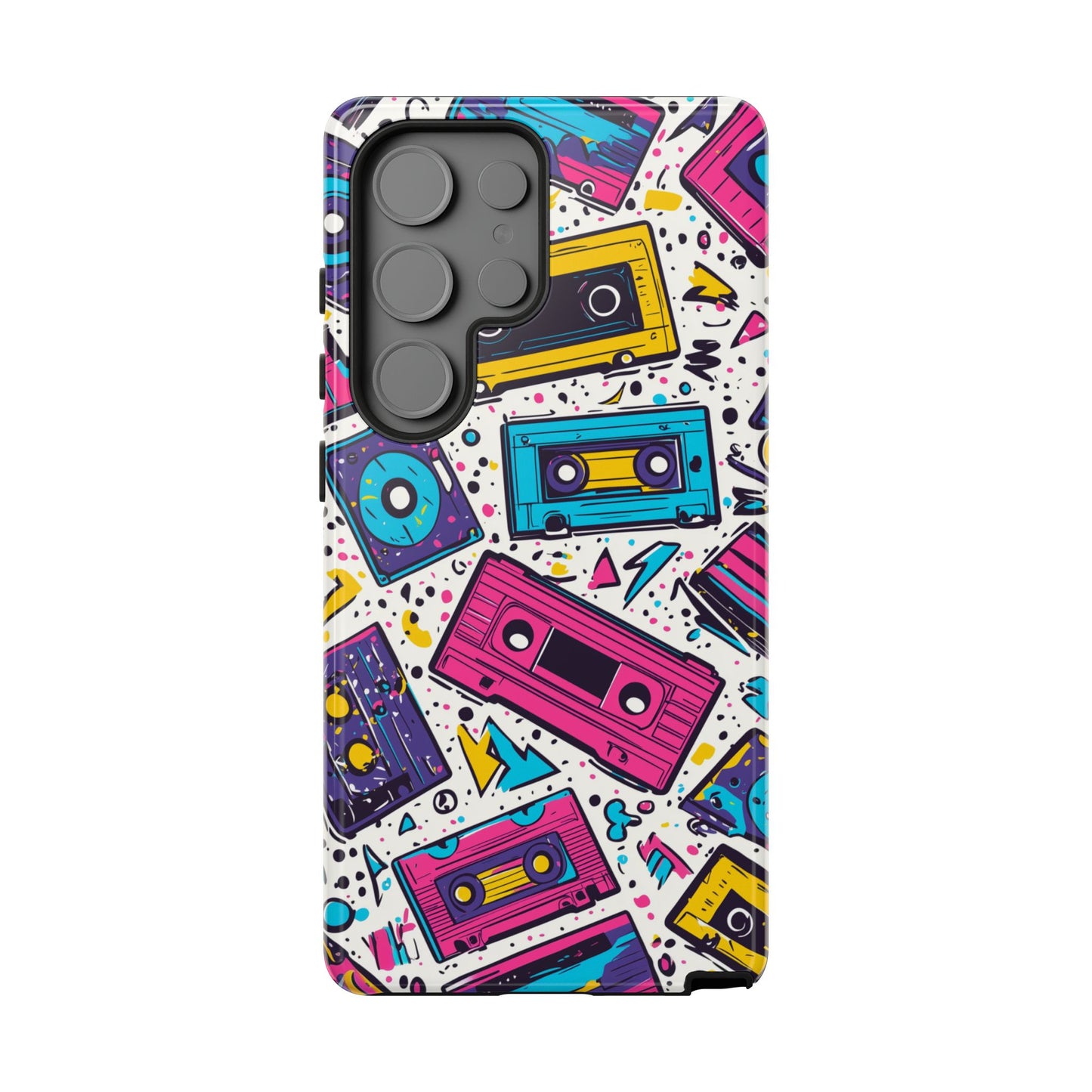 Retro Cassette Vibes Tough Samsung Galaxy  Case – Bold 80s Tape Design, Shockproof Protection