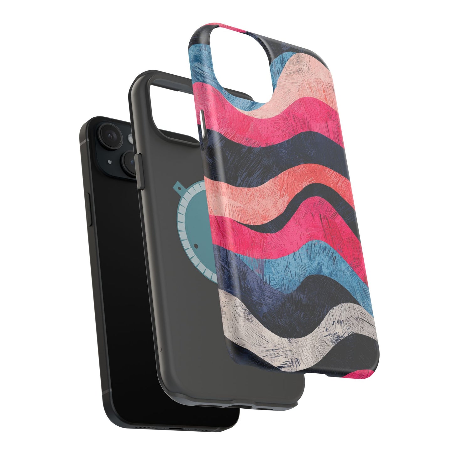 Abstract Wave Pattern MagSafe iPhone Case – Shockproof, Matte Finish, Dual-Layer Protection