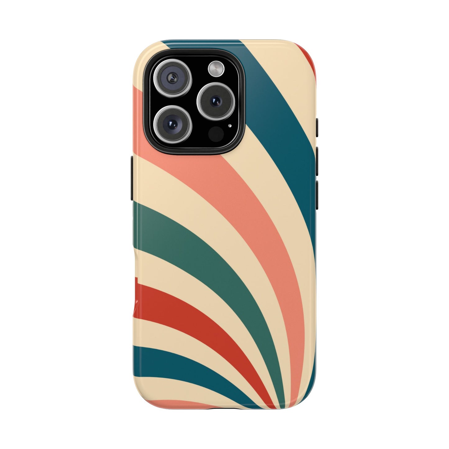 Retro Sunburst Swirl iPhone Case – Dual-Layer Protection with Bold 70s Vibes