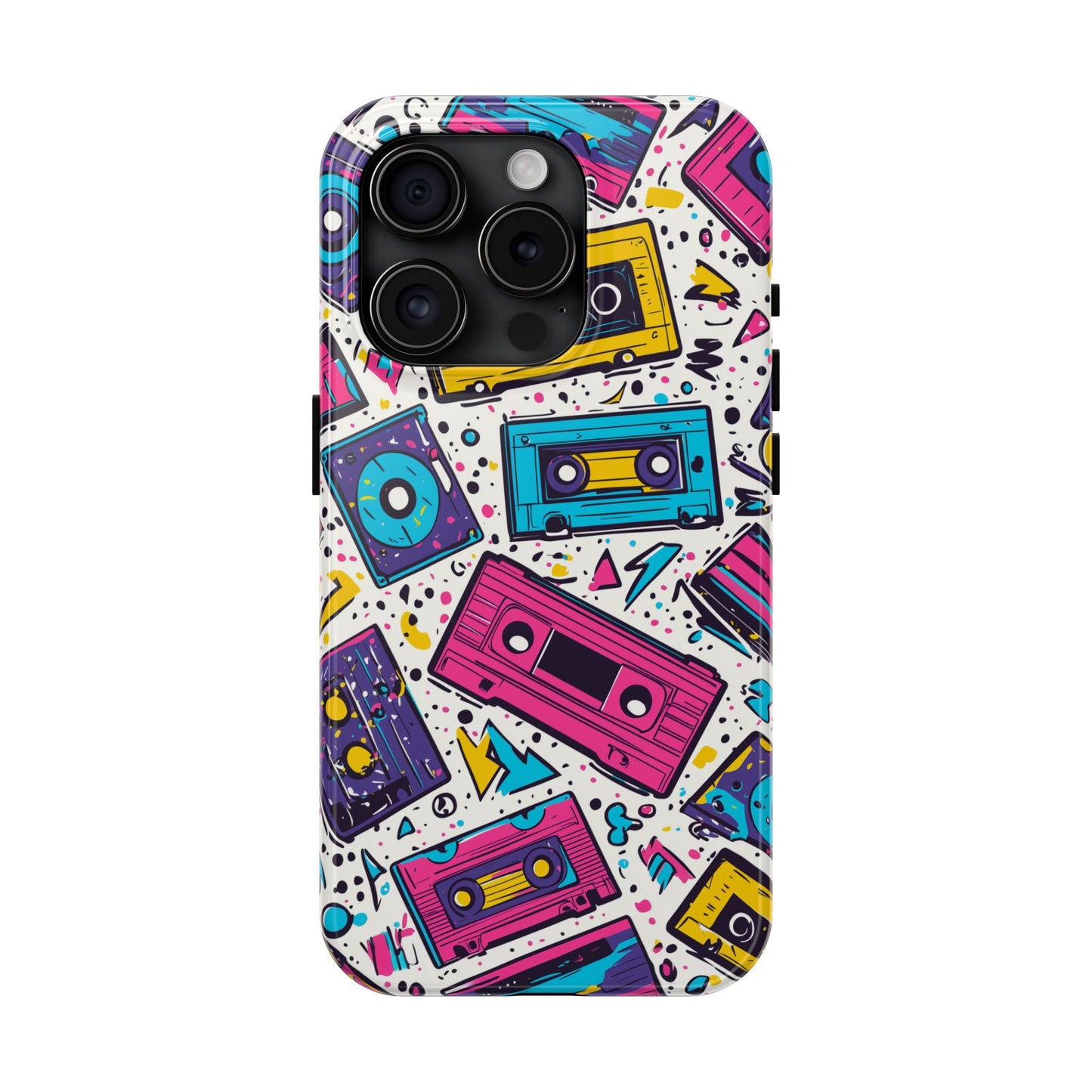 Retro Cassette Vibes Tough iPhone Case – Bold 80s Tape Design, Shockproof Protection - BOGO Cases