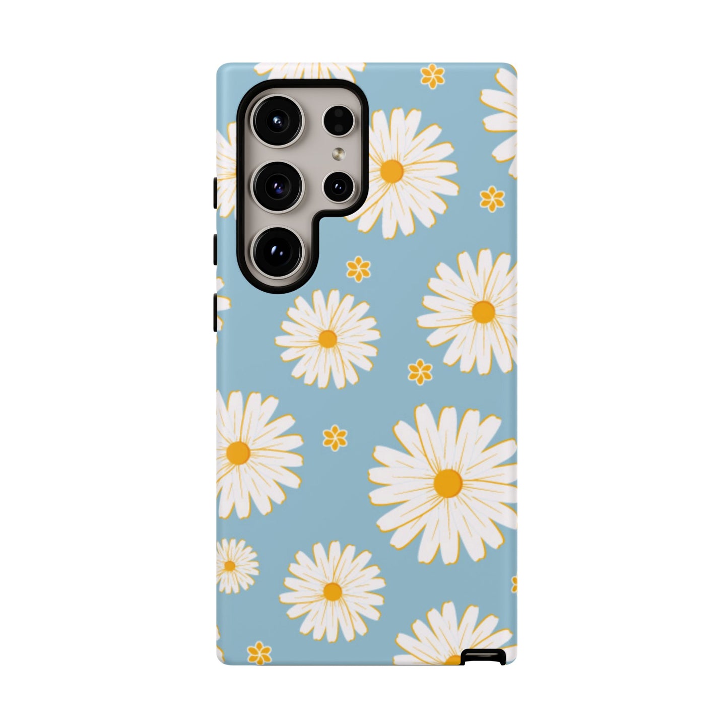 Bright Daisy Samsung Galaxy Case – Light Blue Background, Shockproof and Slim Design