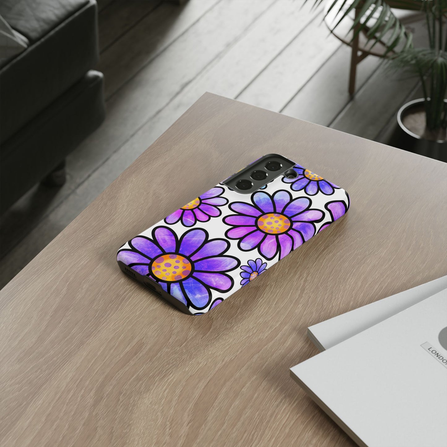 Purple Daisy Delight Samsung Galaxy Case – Slim Profile, Glossy Finish