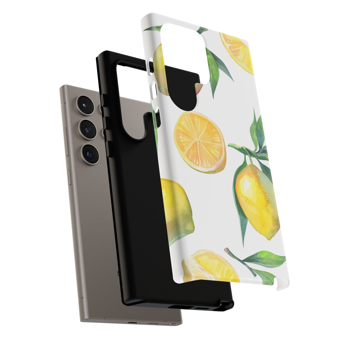 Lemon Grove Watercolor Tough Samsung Galaxy  Case – Fresh Citrus Design, Dual-Layer Protection