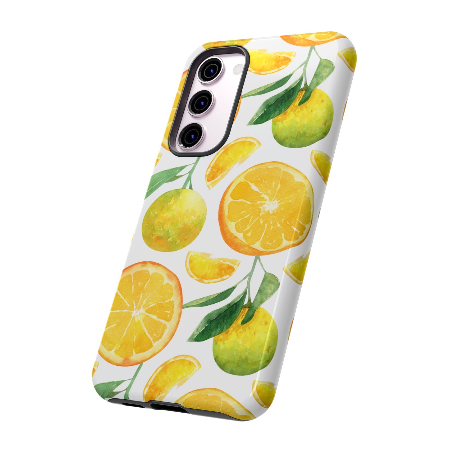 Sunny Citrus Grove Tough Samsung Galaxy Case – Watercolor Orange Design, Dual-Layer Protection