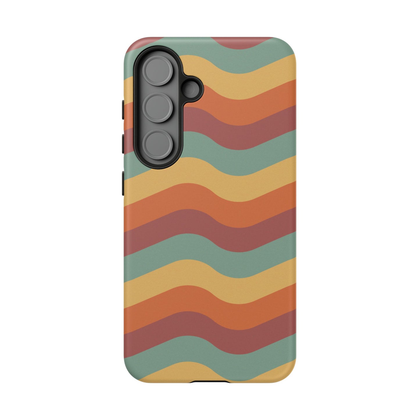 Retro Vibe Wavy Stripes Samsung Galaxy Case – 70s-Inspired in Teal, Orange, and Rust