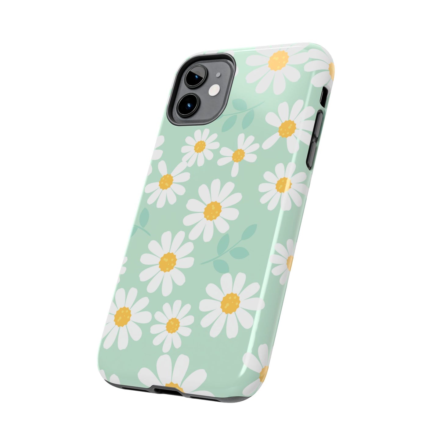 Pastel Daisy iPhone Case – Soft Mint Green Floral Design, Slim and Durable - BOGO Cases
