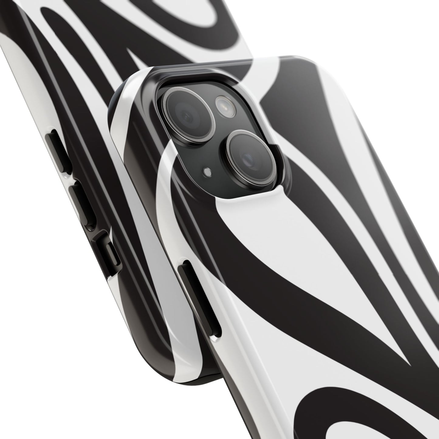 Modern Black and White Abstract Tough iPhone Case – Bold Graphic Pattern with Dual-Layer Protection