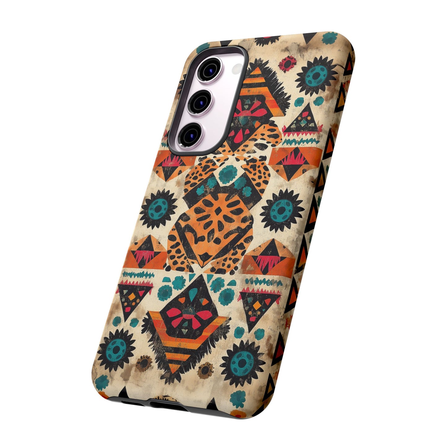 Bohemian Leopard & Tribal Floral Tough Samsung Galaxy Case – Vibrant Eclectic Design, Dual-Layer Protection