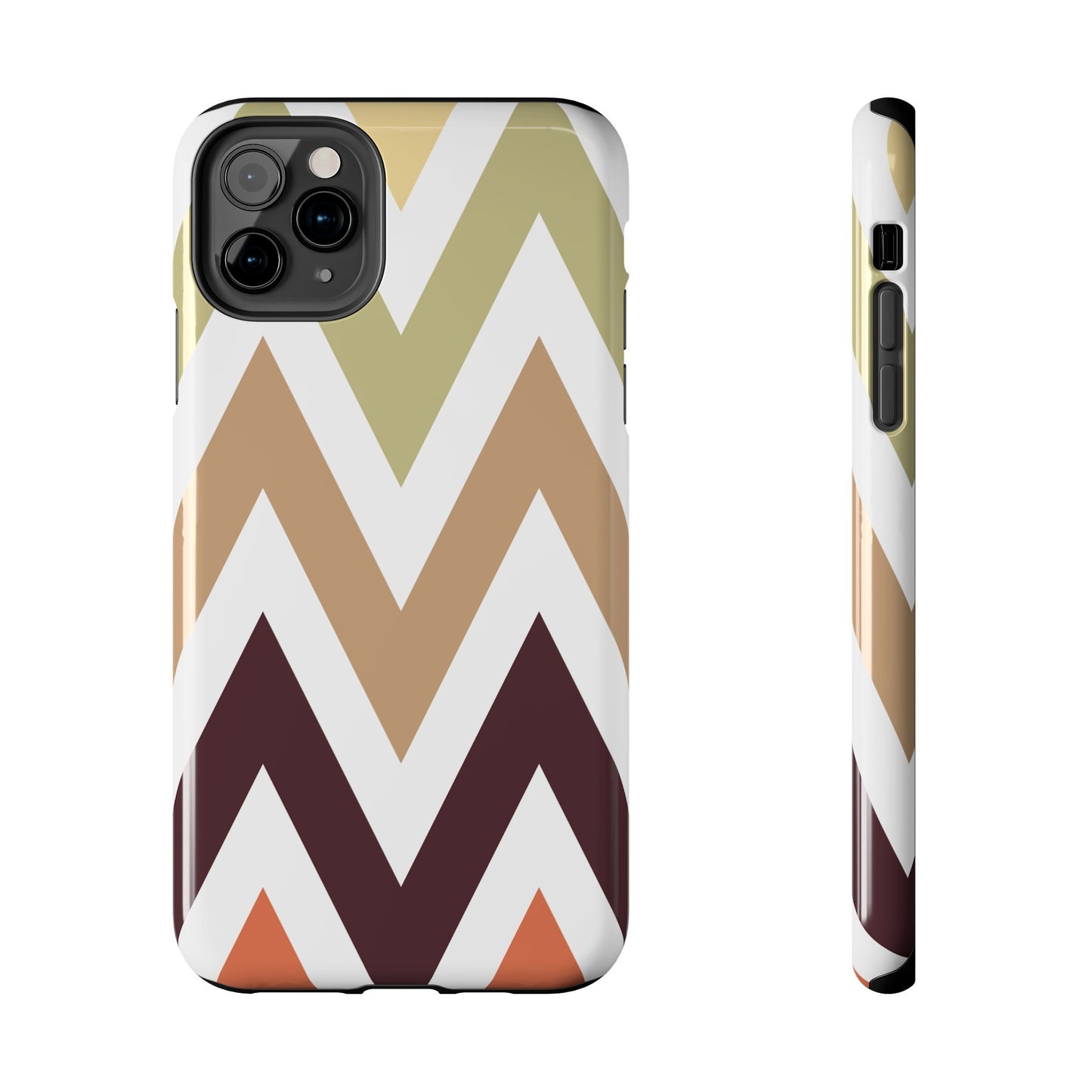 Earthy Chevron iPhone Case – Boho-Inspired Design with Dual-Layer Protection