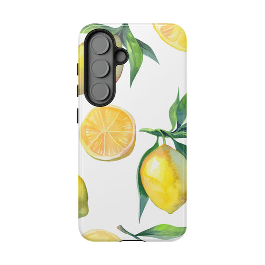 Lemon Grove Watercolor Tough Samsung Galaxy  Case – Fresh Citrus Design, Dual-Layer Protection