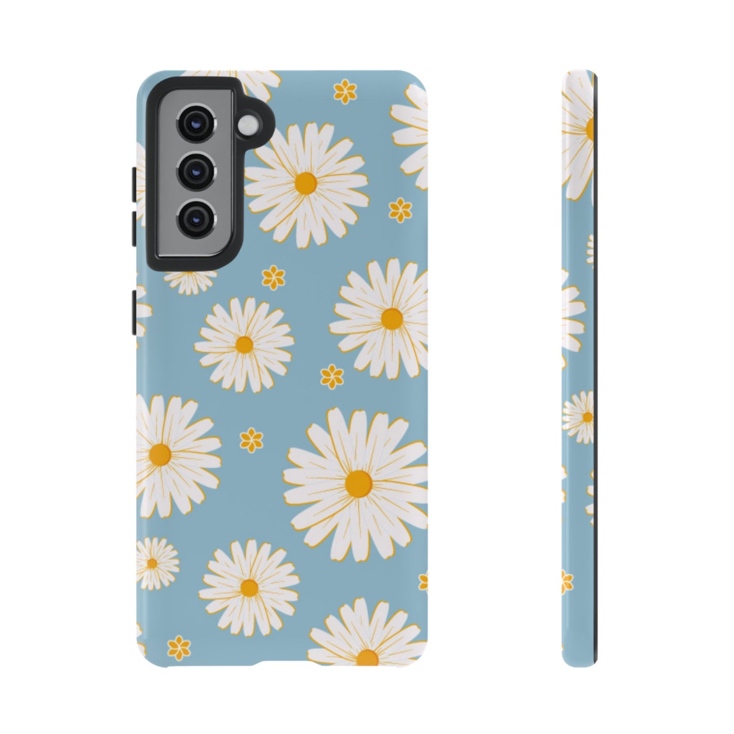 Bright Daisy Samsung Galaxy Case – Light Blue Background, Shockproof and Slim Design