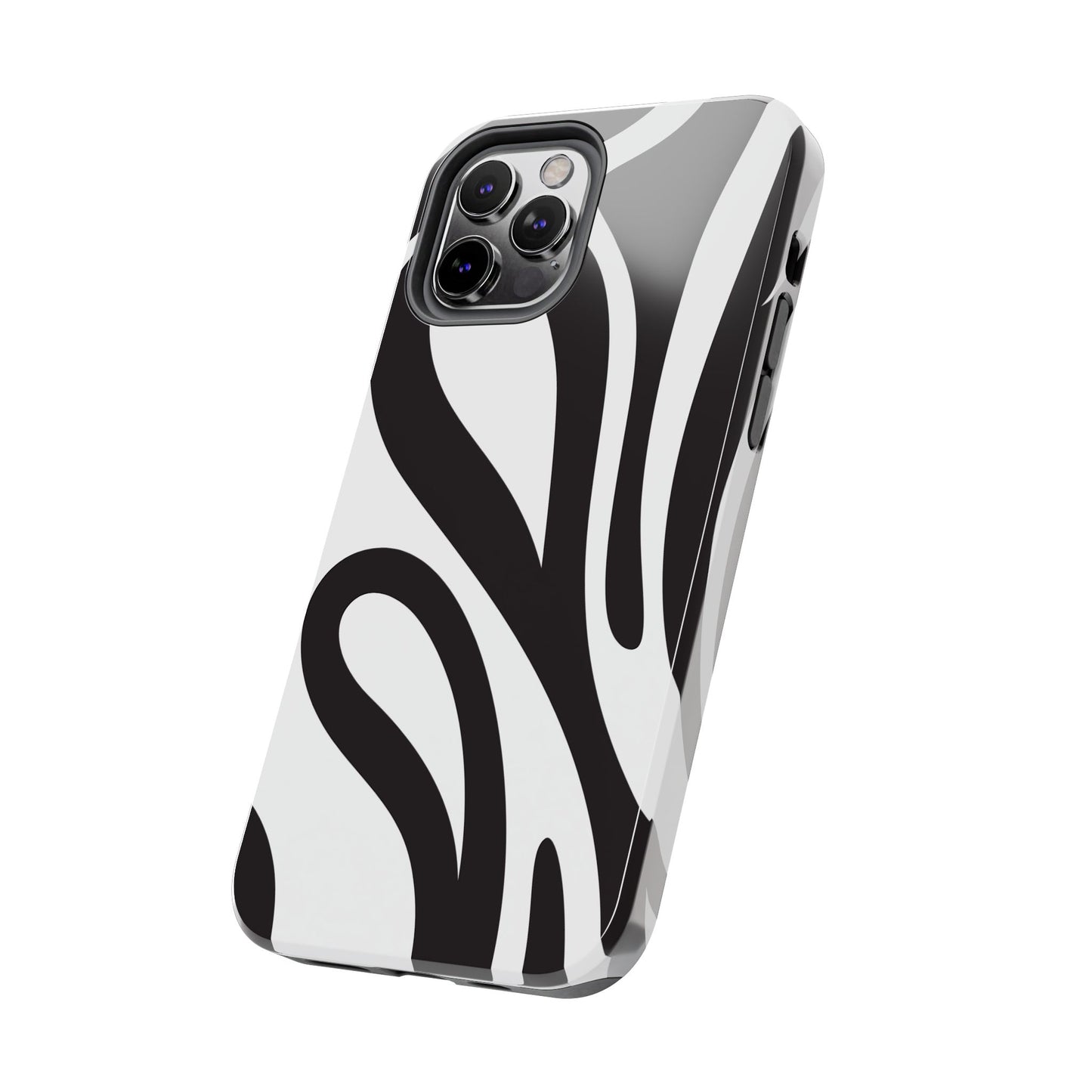 Modern Black and White Abstract Tough iPhone Case – Bold Graphic Pattern with Dual-Layer Protection
