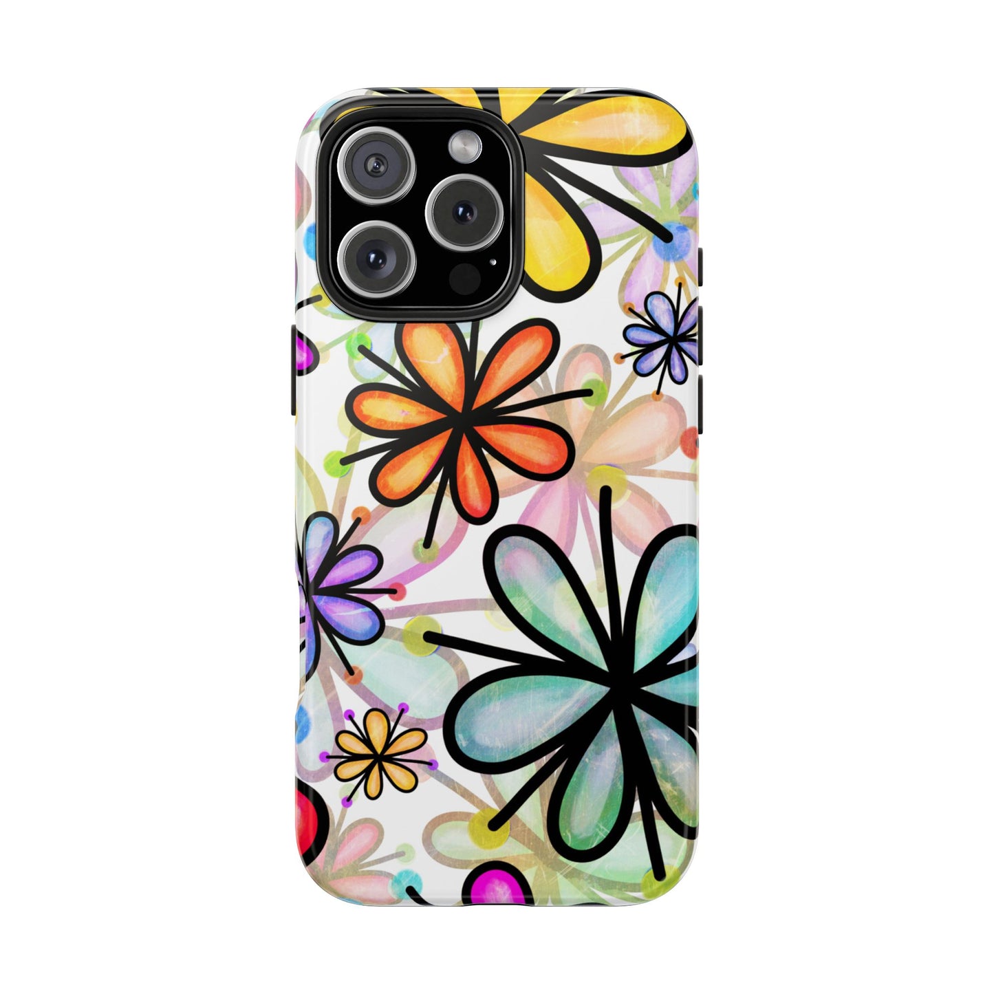 Retro Floral Pop iPhone Case – Ultra-Slim Design, High-Gloss Finish