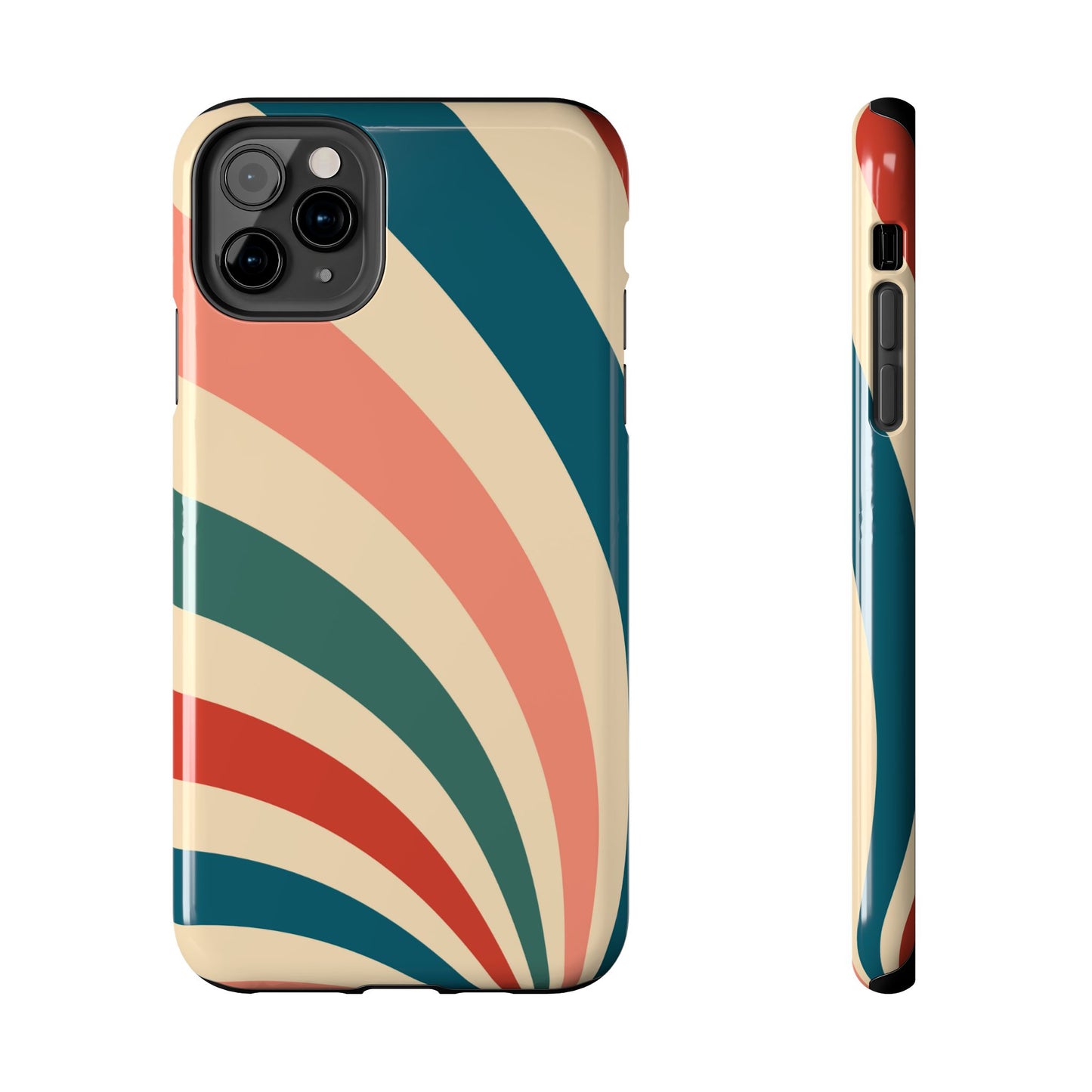 Retro Sunburst Swirl iPhone Case – Dual-Layer Protection with Bold 70s Vibes