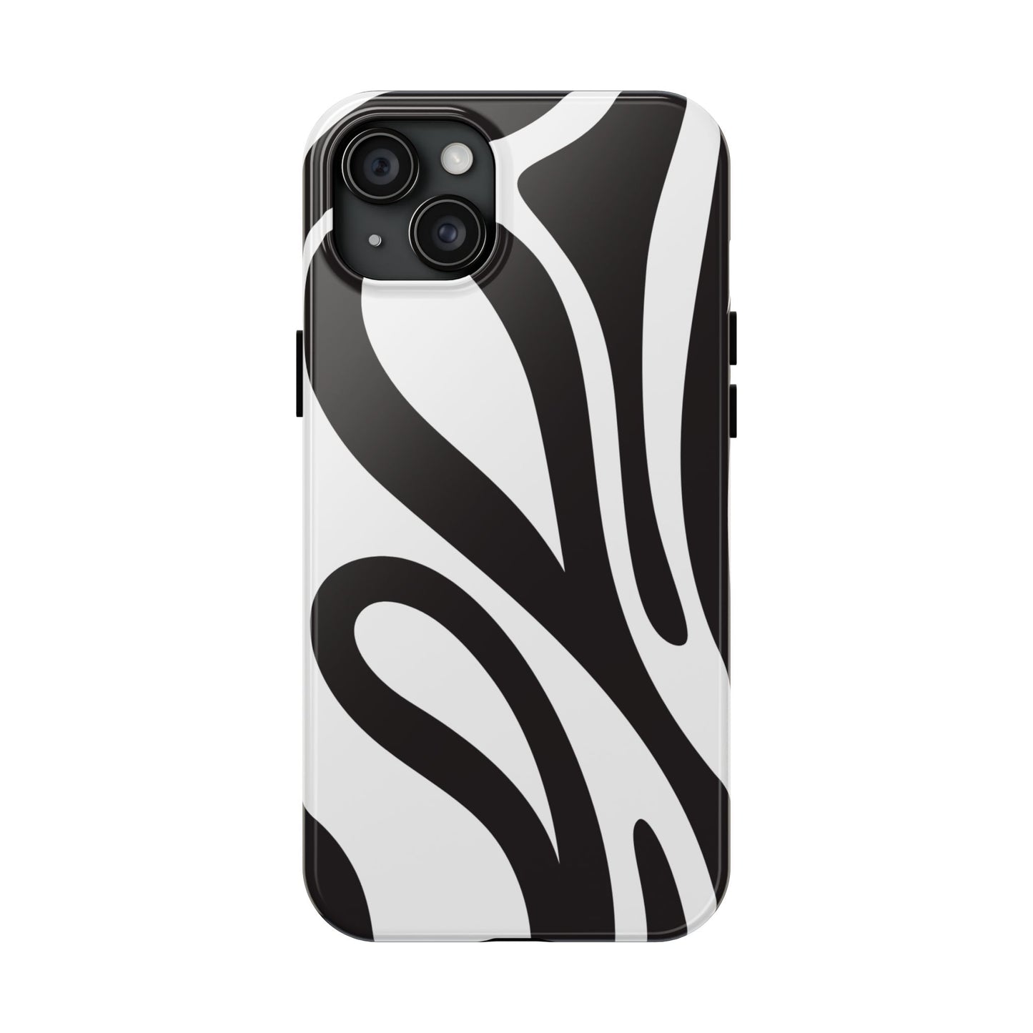Modern Black and White Abstract Tough iPhone Case – Bold Graphic Pattern with Dual-Layer Protection
