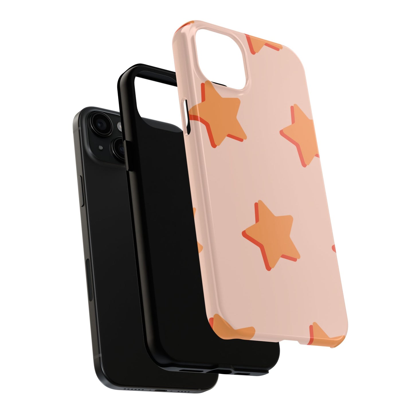 Retro Orange Stars iPhone Case – Shock-Resistant, Smooth Matte Finish, Dual-Layer Design